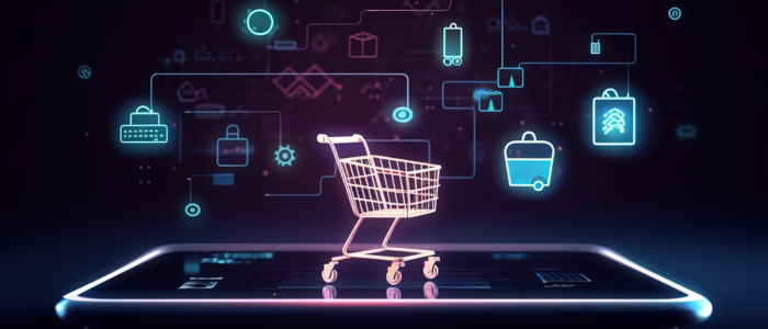 Shopping cart illustration, ecommerce and business concept, background. Generative AI